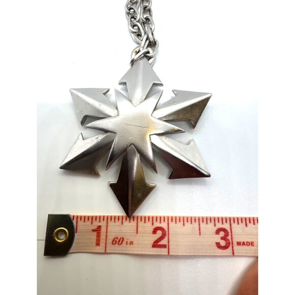 Vintage Trifari Silver-Tone Starburst Atomic Pendant Necklace Bold Statement - Picture 8 of 10